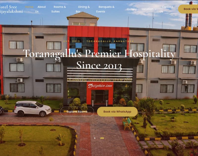 Hotel Sree Vijayalakshmi website on a phone